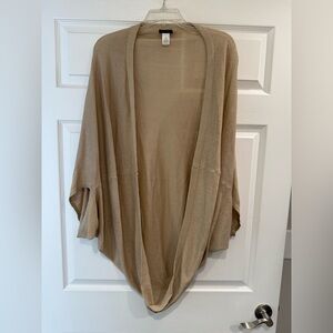 J Jill Size S-L Linen Blend Sleeveless Open Front Duster Cardigan Vest Shrug Tan